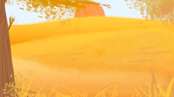 秋分节气橙色草地背景素材