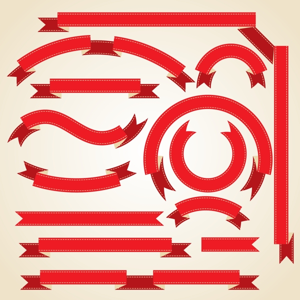红色绸缎标签矢量素材