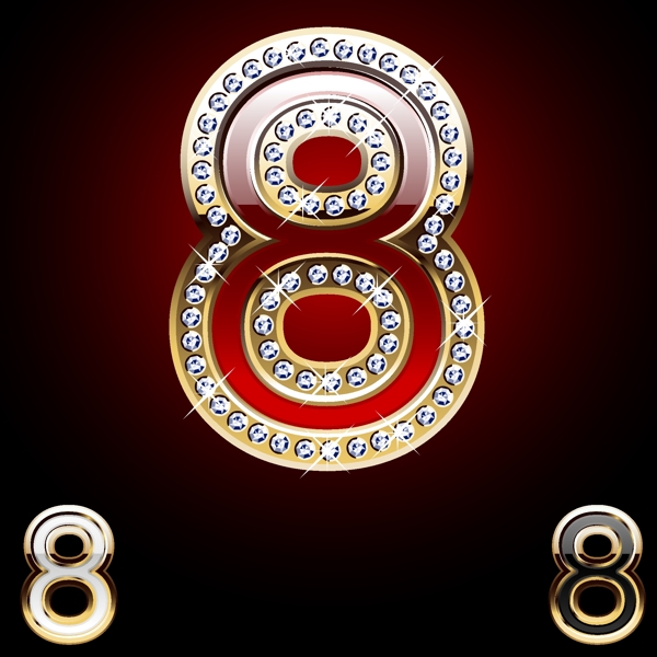 鑲鉆數(shù)字矢量素材