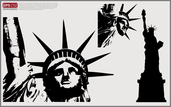 美国自由女神像剪影图片