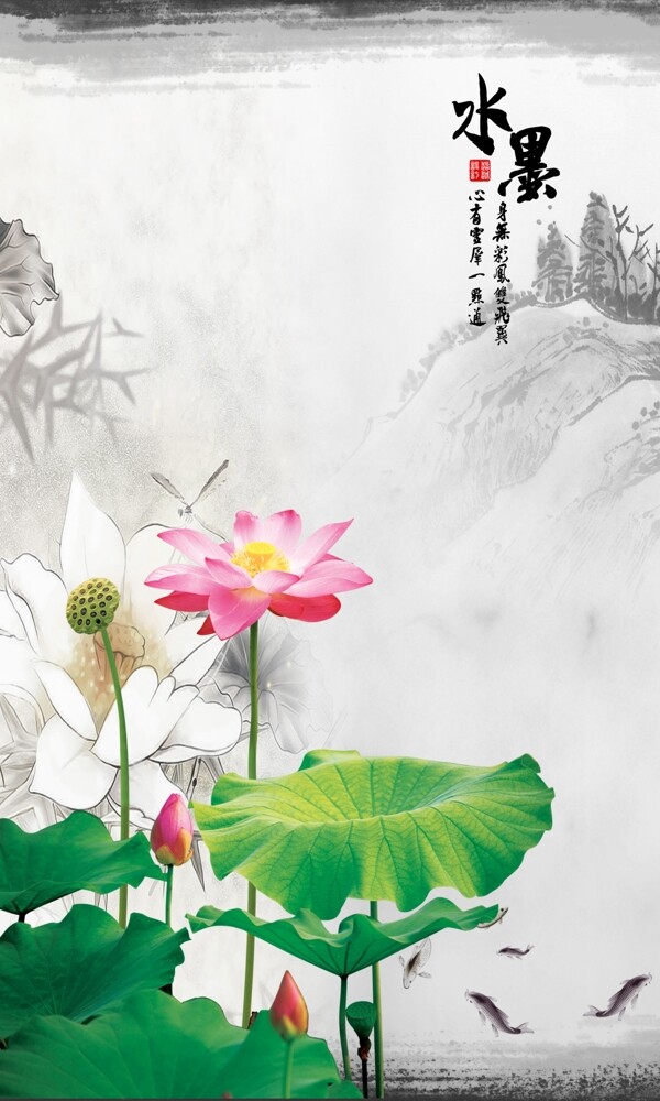 水墨荷花圖片