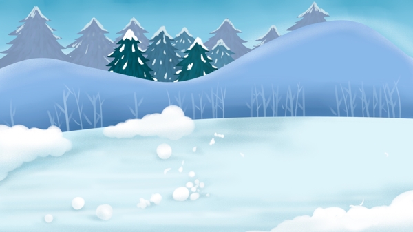 蓝色冬天下大雪背景图