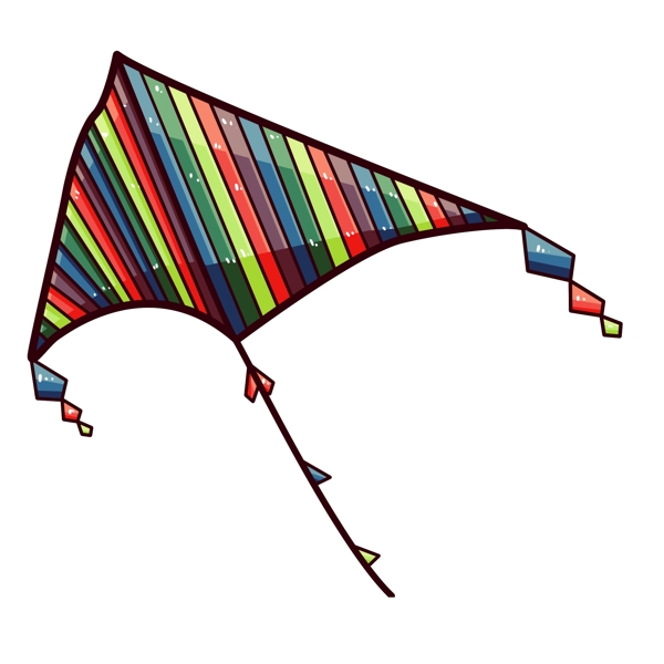 手绘彩虹色的风筝插画