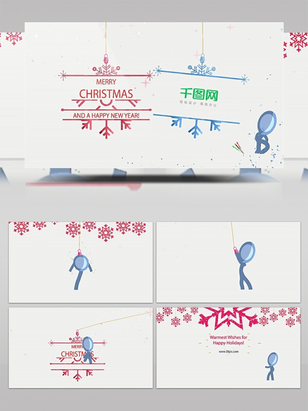 C创意MG火柴人动画圣诞新年祝福视频模板