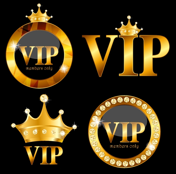 皇冠造型VIP圖標(biāo)矢量素材