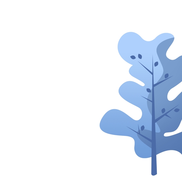 蓝色的扁平化树木免扣图