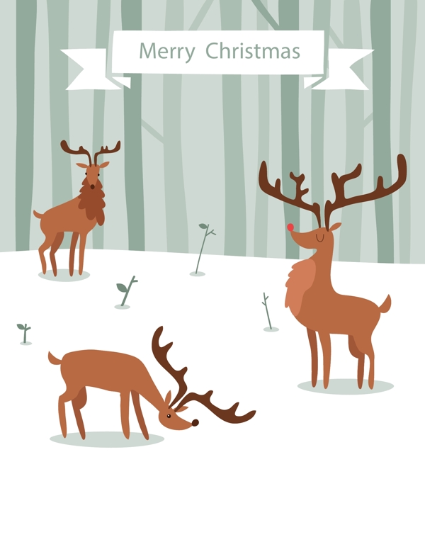 矢量卡通驯鹿创意圣诞节背景素材