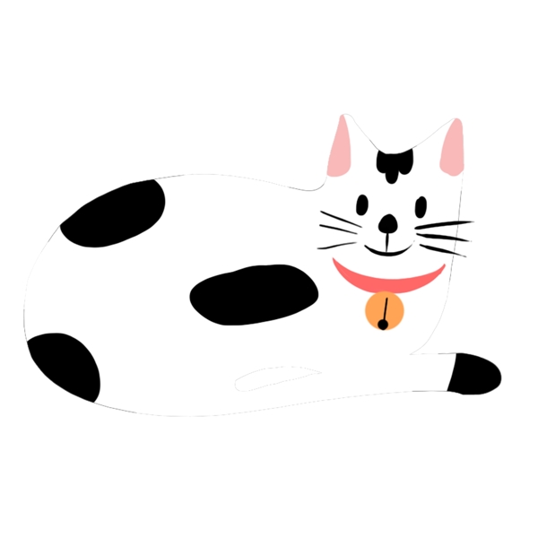 黑白色动物猫猫插画