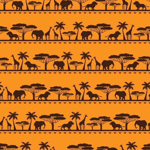 非洲动物无缝背景图片