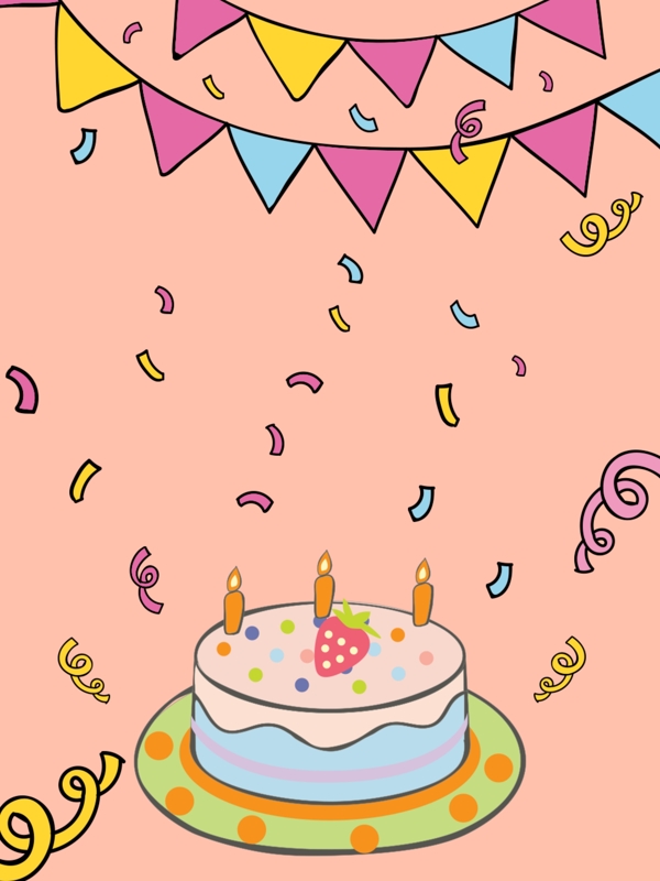卡通可愛生日蛋糕主題背景
