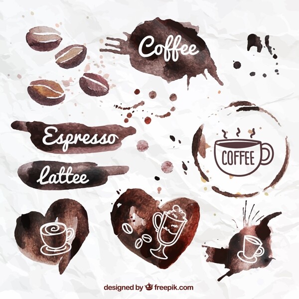 8款咖啡渍设计矢量图