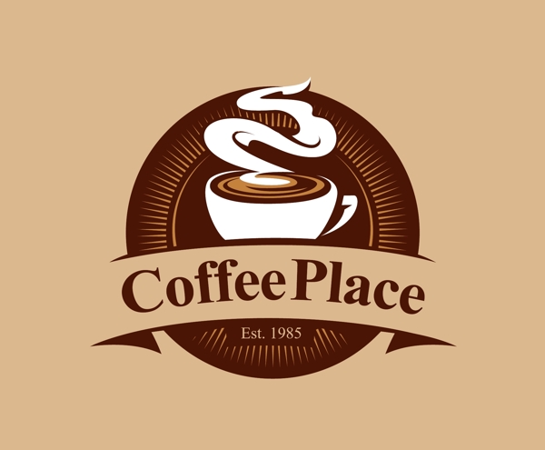 复古风格咖啡店商标logo模板