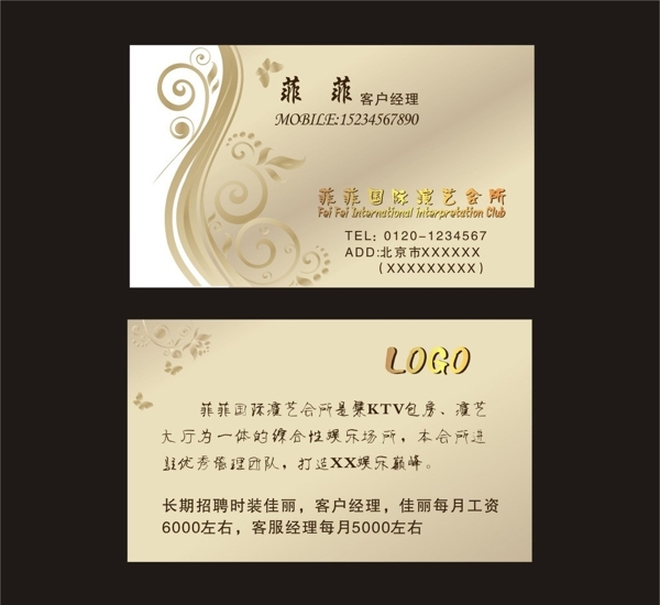時(shí)尚花紋名片圖片