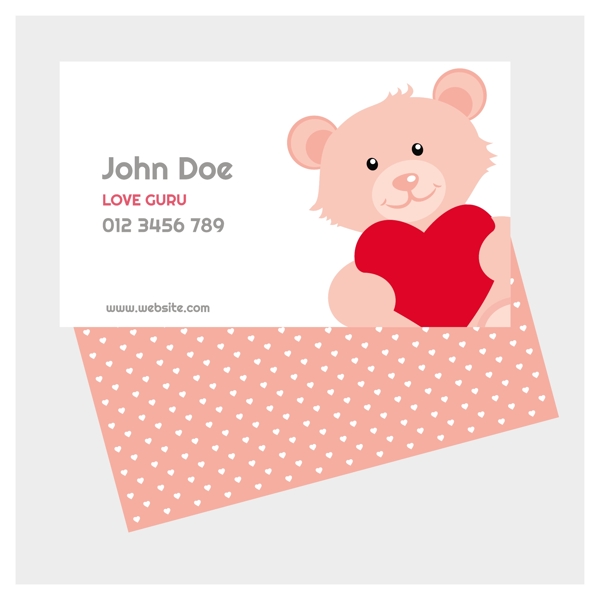 可爱的粉色毛绒熊的情人卡