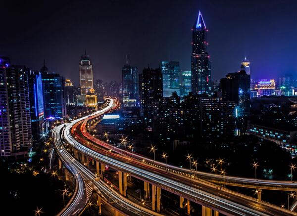 上海延安路高架夜景图片
