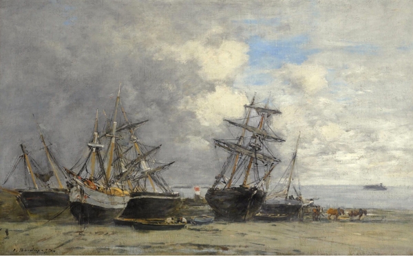 EugeneBoudinPortrieuxVesselsontheSand1873.jpeg畫家風(fēng)景畫靜物油畫建筑油畫裝飾畫