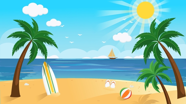 阳光沙滩夏日海滩海边度假背景设计