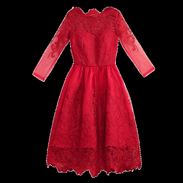 红色裙子实物元素