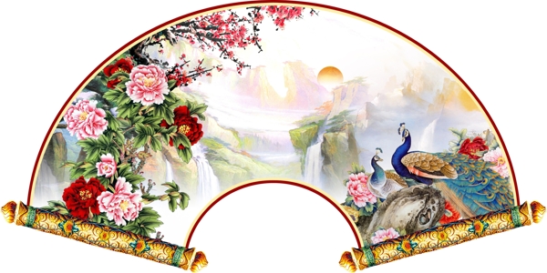 孔雀朝陽圖psd源文件
