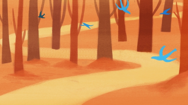 秋季树林小鸟背景素材