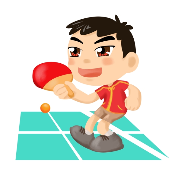 卡通运动系儿童插画之乒乓球少年