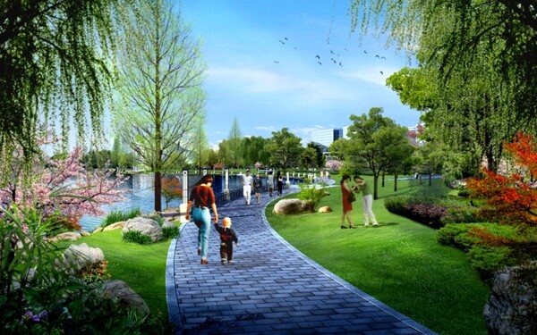 滨河公园的绿化效果