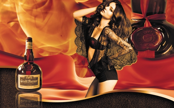 性感女人洋酒广告设计图片
