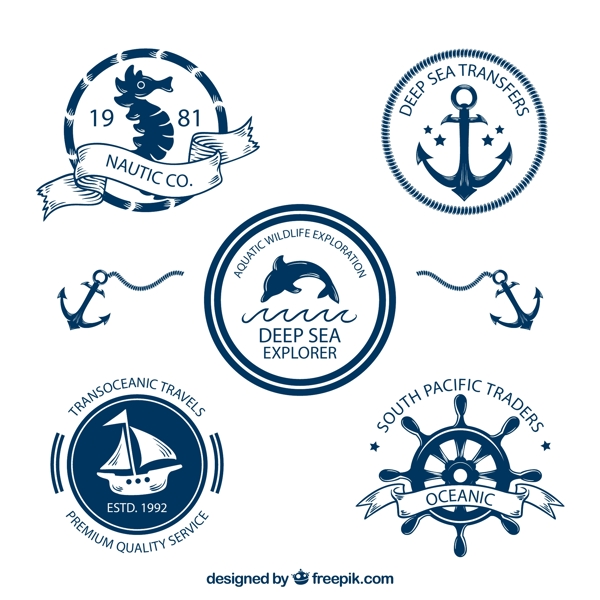 深蓝色航海徽章图片