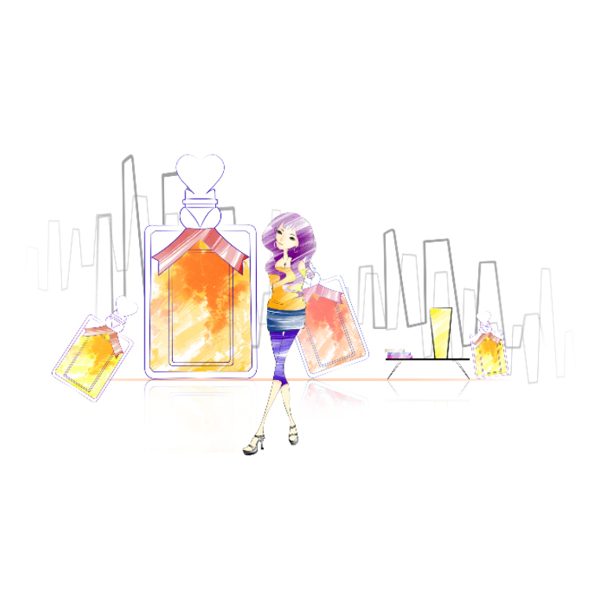 位圖插畫人物時尚女人生活元素免費素材
