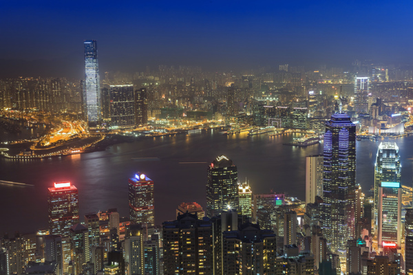 鸟瞰香港夜景图片