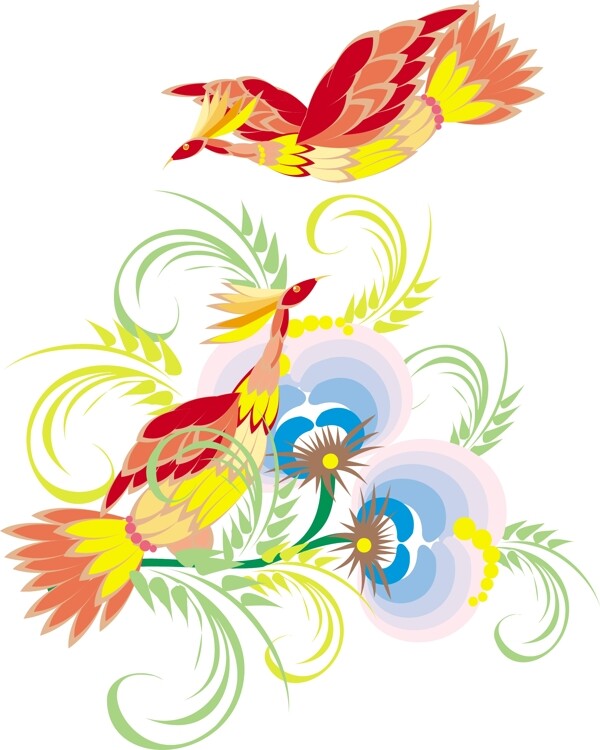 印花矢量圖動(dòng)物鳥(niǎo)類可愛(ài)卡通色彩免費(fèi)素材
