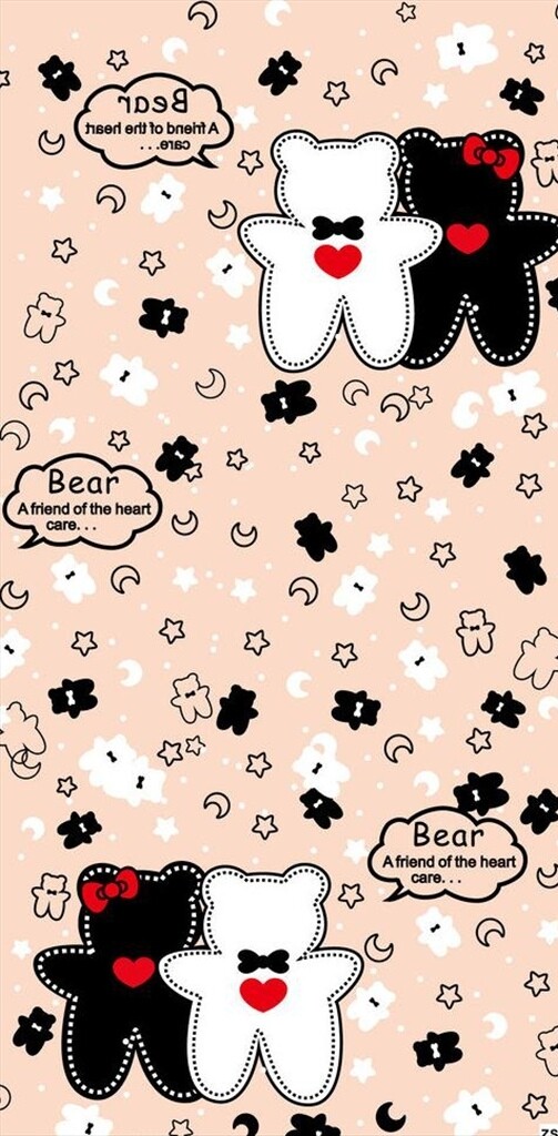 小熊背景图案粉色可爱壁纸图案印