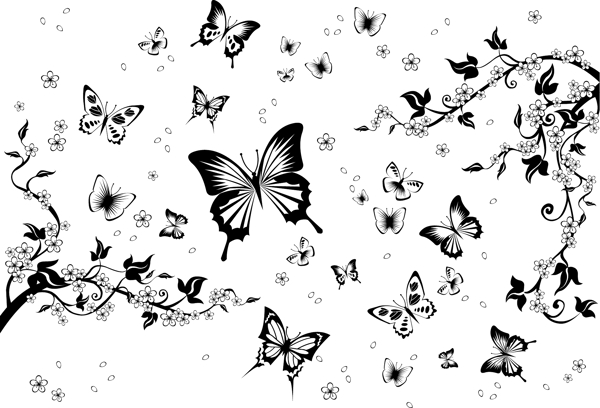 黑白蝴蝶矢量图