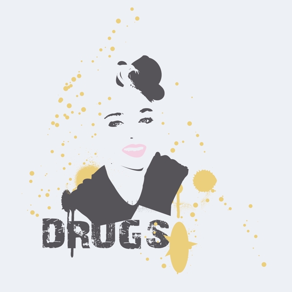 印花矢量圖人物女人文字英文免費(fèi)素材