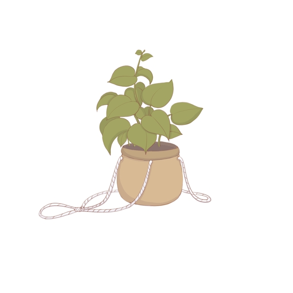 手繪綠色植物小盆栽
