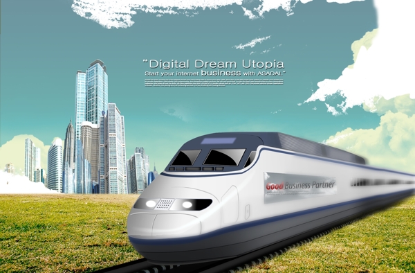 高速列車設(shè)計(jì)效果PSD素材