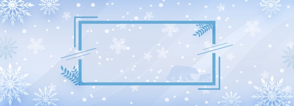 原创蓝色冬季边框雪景背景