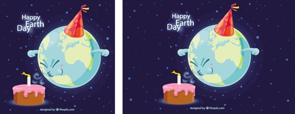 地球背景生日蛋糕