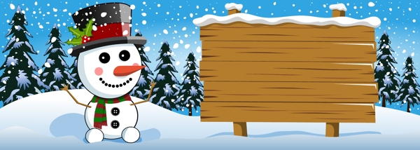 圣誕節(jié)里的雪人插畫
