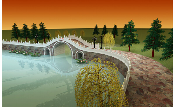 生态园拱桥效果图图片