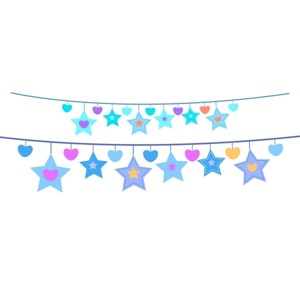 蓝色彩带管事星星装饰素材设计