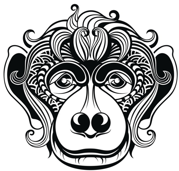 黑白剪影矢量素材图案猴子
