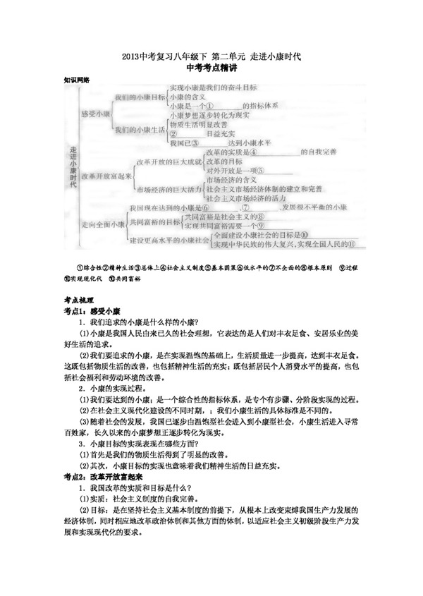 中考專區(qū)思想品德中考政治總復(fù)習(xí)八下第二單元走進(jìn)小康時(shí)代