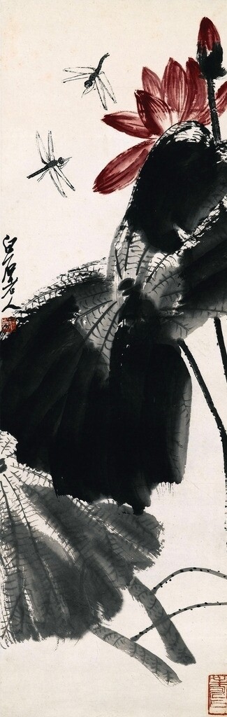 红荷蜻蜓图片