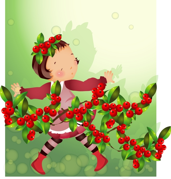 红色水果的主题iclickart四赛季韩国可爱女孩的相册