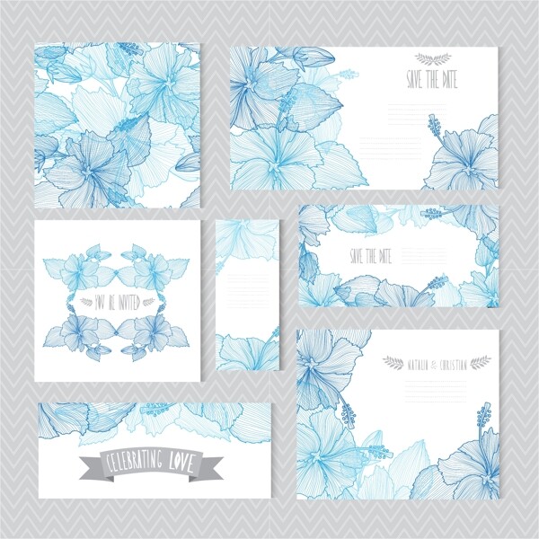 手绘花卉婚礼卡片图片