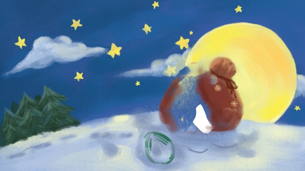 彩绘圣诞节平安夜背景设计