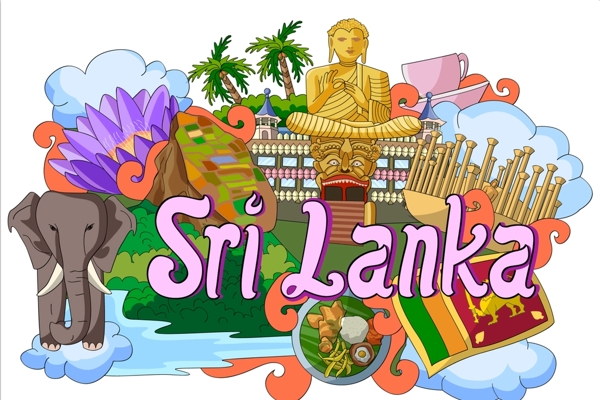 斯里兰卡国家手绘插画