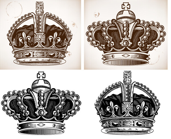 4款豪华欧式皇冠矢量素材