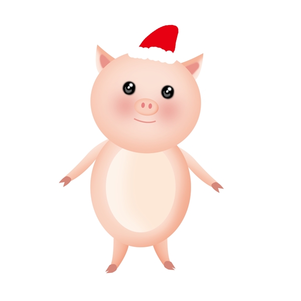 圣诞节圣诞老人猪手绘插画创意插图封面圣诞猪猪新年